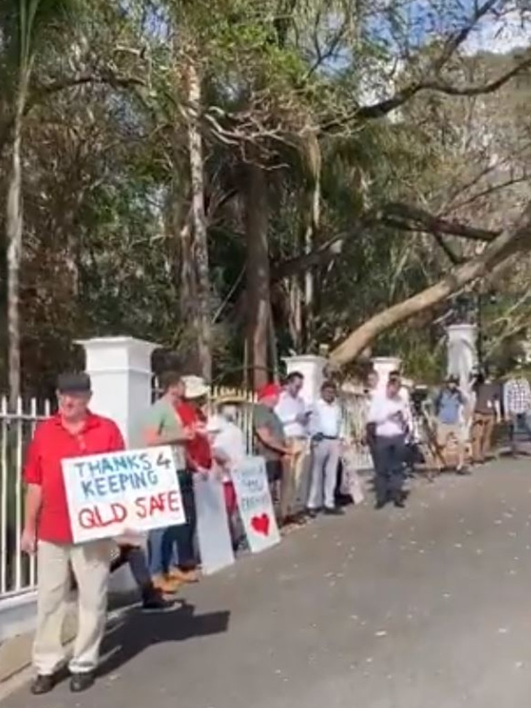 Supporters greet the premier at Government House on Tuesday. Picture: Twitter/Jess Millward