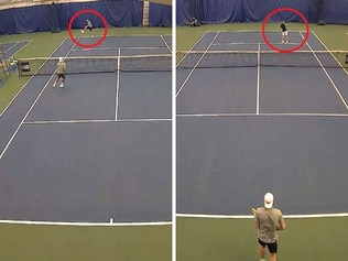 Tennis freak hits two insane trick shots