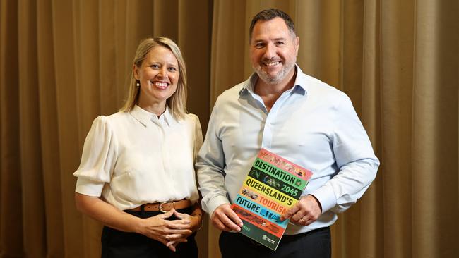 Queensland assistant Tourism Minister Bree James and Tourism Minister Andrew Powell has bought together hundreds of Far North Queensland tourism bosses and operators for the Department of Environment, Tourism, Science and Innovation's Destination 2045: Queensland’s Tourism Future consultation Cairns workshop, held at the Pullman Reef Hotel Casino. Picture: Brendan Radke