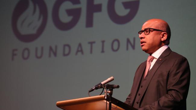 GFG Alliance executive chairman Sanjeev Gupta launching the GFG Foundation's co-pilot program in Whyalla.