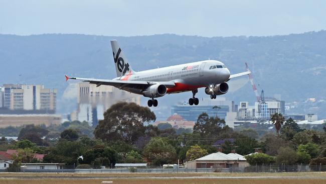 A Jetstar A320 (not pictured) came within 30 seconds of colliding with another plane at Adelaide airport. Picture: Tom Huntley