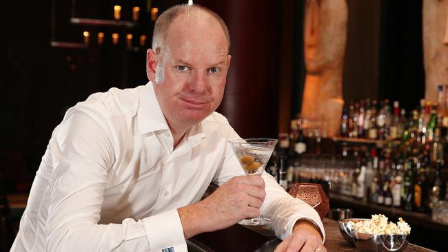 Just Tom Gleeson and his martini at the Grand Hyatt Bar, Ru-Co. Picture: Andrew Tauber