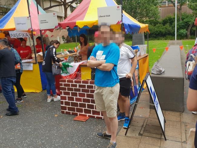 Members of the Macquarie University Liberal Club during O Week this year. There’s no suggestion they were involved in the controversial forum posts.