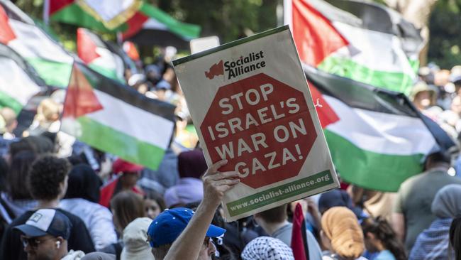 The "Rally For A Free Palestine" protest event at Hyde Park in Sydney following the recent outbreak of war between Israel and Palestine. Picture: Monique Harmer