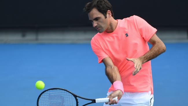 Roger Federer doing some actual training instead of sitting on the couch. Picture: AFP Photo 