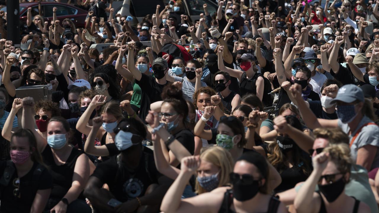 A crowd in the city of Minneapolis where George Floyd died. Picture: Stephen Maturen/Getty Images/AFP