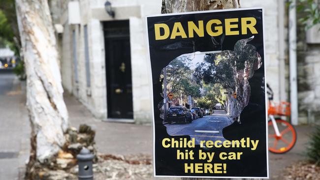 Signs along Bulwara Street Ultimo in protest to the development work site in the street. Picture: John Appleyard