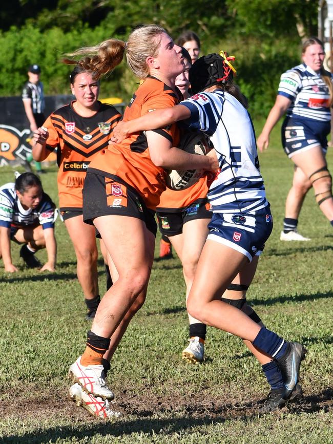The Herbert River Crushers Women’s team drew 20-20 with Townsville Brothers in a hard-fought contest in Ingham on Saturday. Picture: Cameron Bates