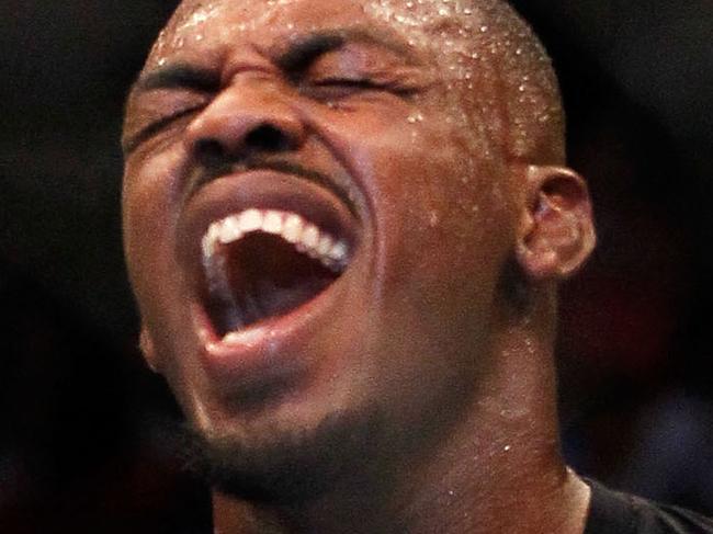 ATLANTA, GA - APRIL 21: Jon Jones celebrates defeating Rashad Evans by unanimous decision in their light heavyweight title bout for UFC 145 at Philips Arena on April 21, 2012 in Atlanta, Georgia. (Photo by Kevin C. Cox/Getty Images)