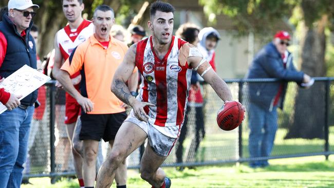 Joel Richardson contributed three goals for North Footscray. Picture: Local Legends Photography