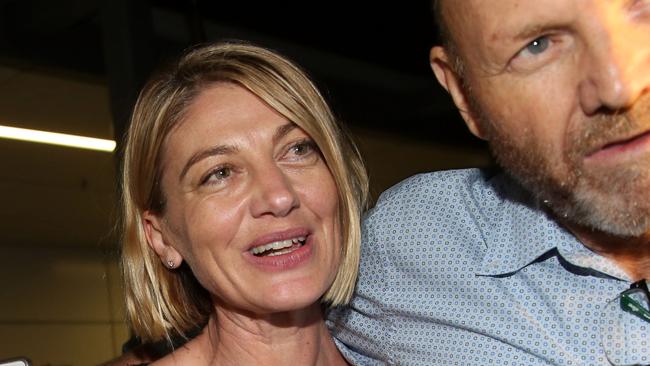 60 minutes’ Tara Brown and producer Stephen Rice arrive at Sydney Airport after their dramas in Beirut. Picture: Jane Dempster