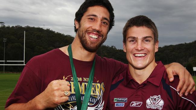 2008 Clive Churchill Medal winner Brent Kite with Matt Ballin.