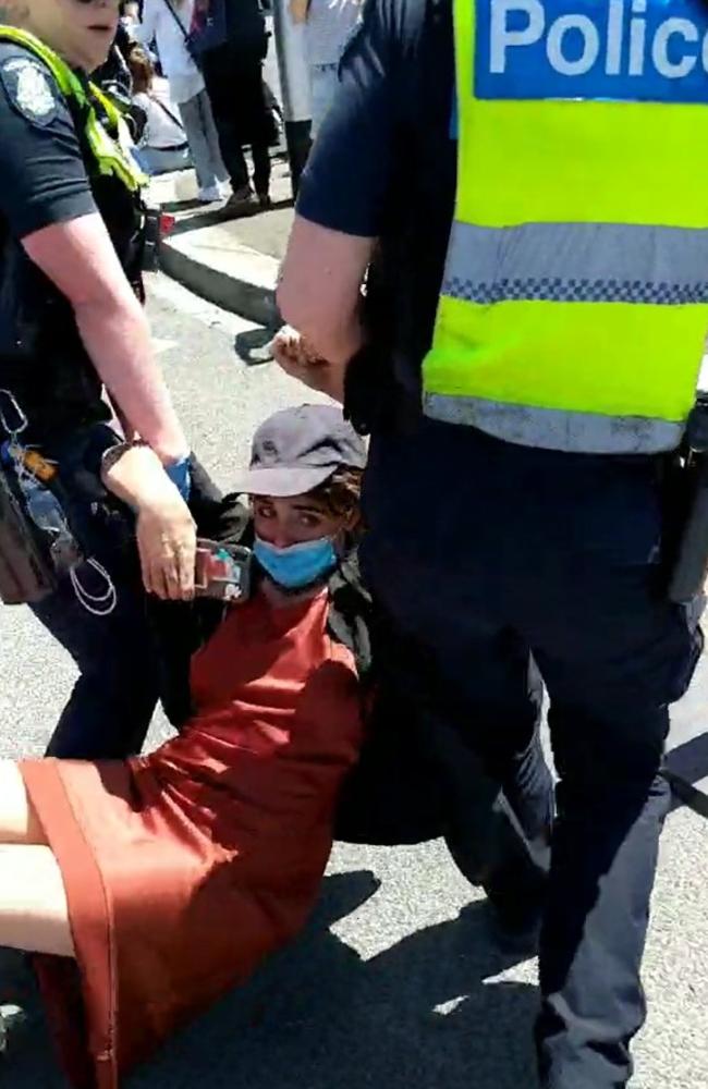 Gaza protest erupted at Flemington Racecourse prior to the Melbourne Cup. Picture: Facebook/ Whistleblowers, Activists and Communities Alliance