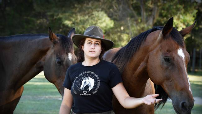 Hoofbeats Sanctuary program director Marie Rene is one of the members of the mental health support service trying to raise money for a new site after the Sunshine Coast Council said a pony club could take over its Doonan property. Picture: Patrick Woods.