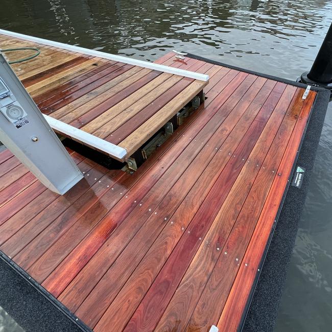 Boards that were used for a wooden jetty that were produced by Beaches Timber at Ingleside. Picture: Beaches Timber