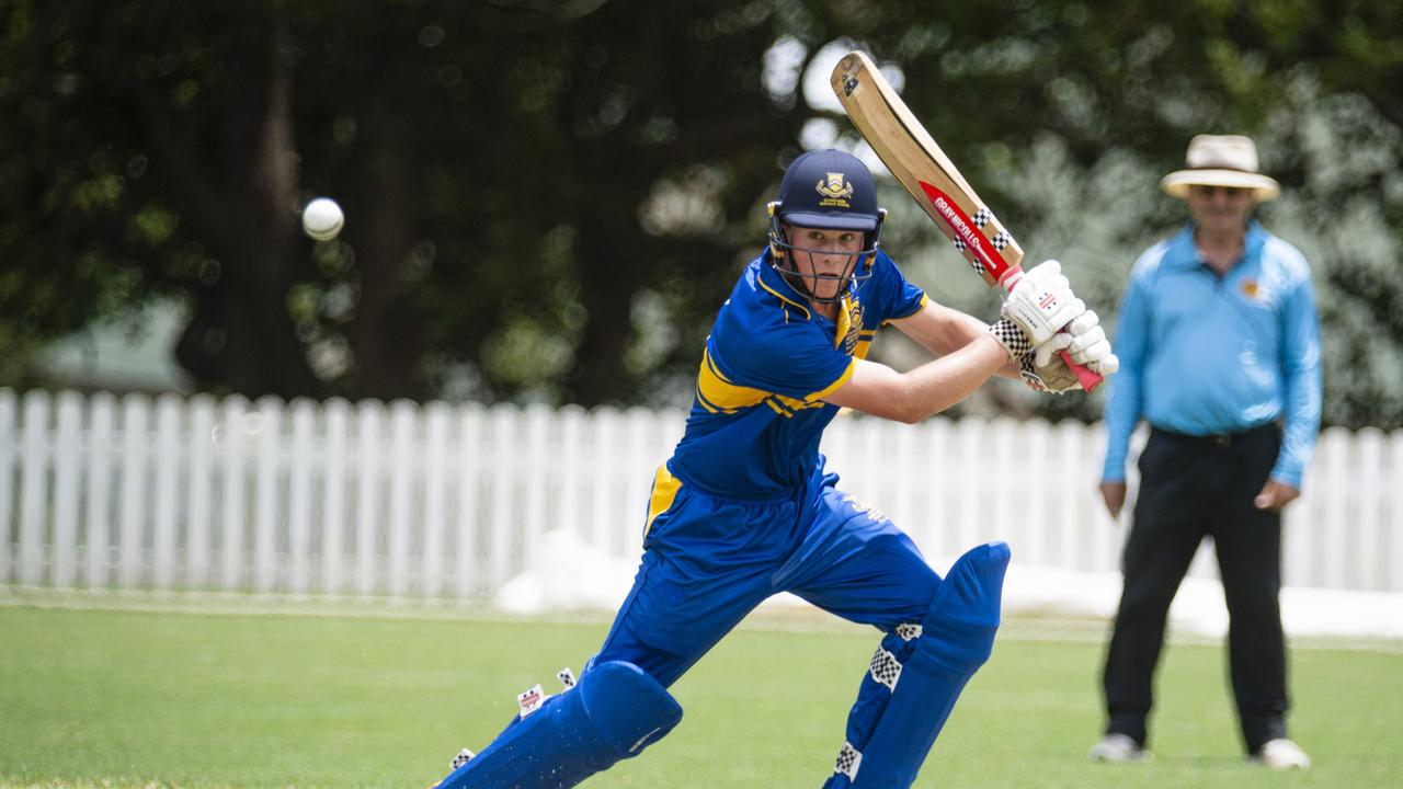 Oliver Lockwood bats for Toowoomba Grammar School (TGS) against Brisbane Boys College (BBC). Picture: Kevin Farmer