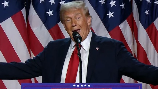 WEST PALM BEACH, FLORIDA - NOVEMBER 05: Republican presidential nominee former President Donald Trump  at the Palm Beach Convention Center   VIDEO GRAB