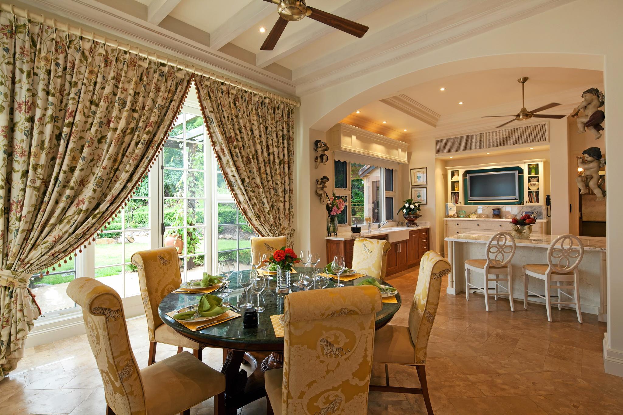 The kitchen and dining area at Mandalay House.