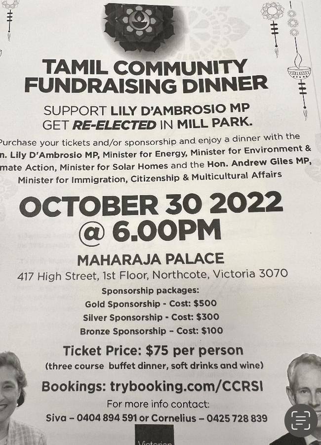 A Victorian Labor Party fundraising brochure promoting Andrew Giles.