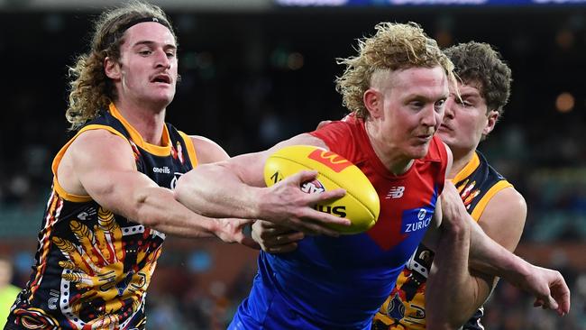 Clayton Oliver has played some huge games against the Crows. Picture: Mark Brake/Getty Images