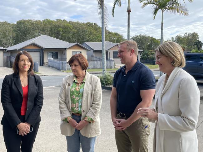 (l-r) Then-Mackay region deputy mayor Belinda Hassan, Mackay MP Julieanne Gilbert, Queensland Premier Steven Miles, Health Minister Shannon Fentiman announcing promised new incentives for GPs. Labor lost the election. Photo: Fergus Gregg.