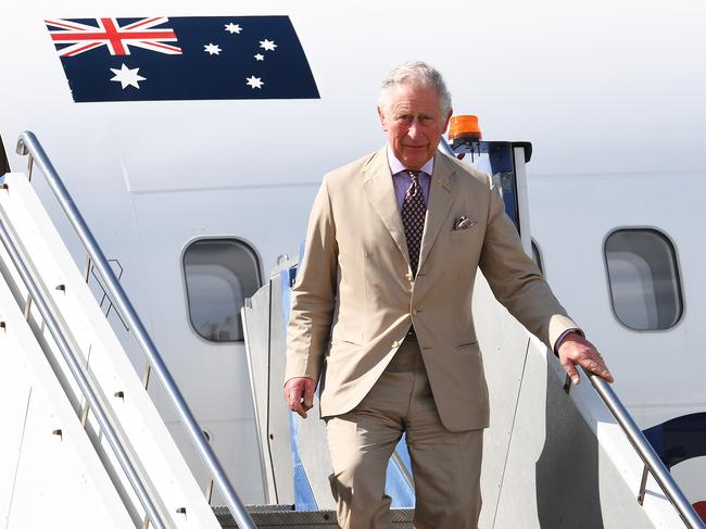 His Royal Highness Prince Charles arrives at the Darwin RAAF base in the Northern Territory on Monday afternoon, following a stopover in East Arnhem land   earlier in the day , during his two day visit to the Northern Territory. Pic Katrina Bridgeford.