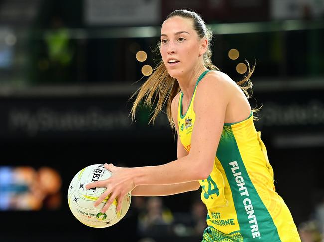 HOBART, AUSTRALIA - OCTOBER 29: Cara Koenen of Australia in action during game two of the international Test Match series between Australia Diamonds and South Africa Proteas at MyState Bank Arena on October 29, 2023 in Hobart, Australia. (Photo by Albert Perez/Getty Images)