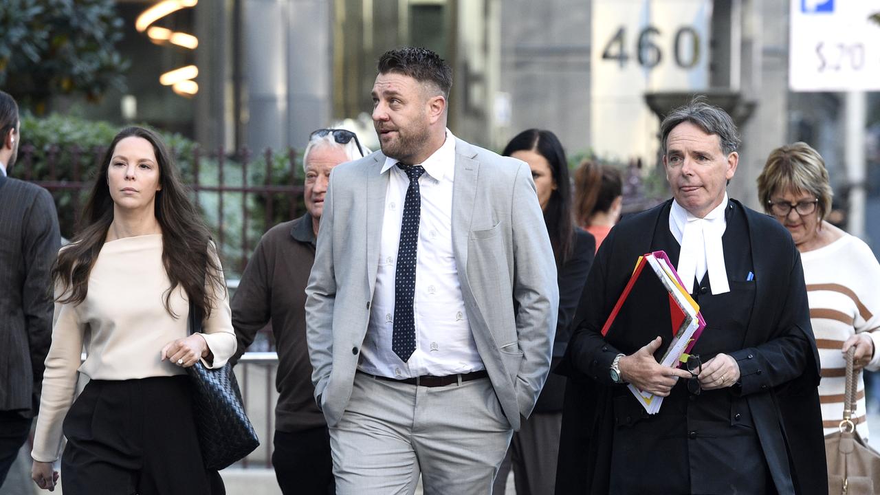 Sam Fisher arrives at court with family and his barrister Dermot Dann KC. Picture: NCA NewsWire / Andrew Henshaw