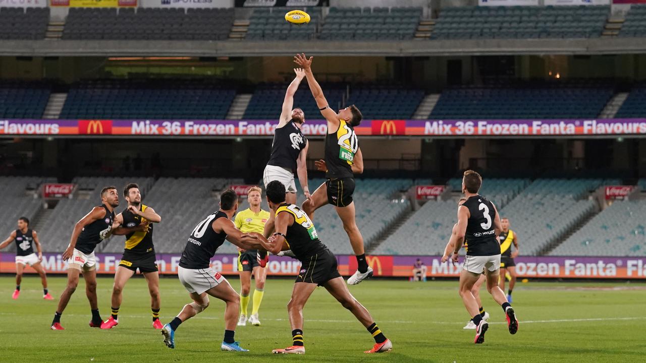 AFL games are back to being played in front of empty stadiums.