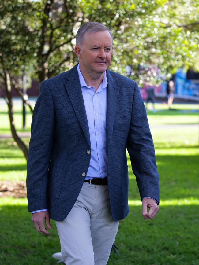 Anthony Albanese addresses the media in Sydney on Saturday. Picture: NCA NewsWire / Gaye Gerard