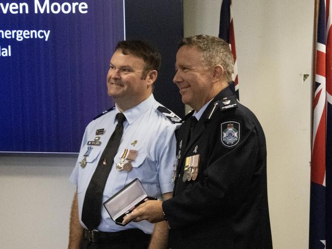 Senior Constable Steven Moore at the 2024 Bundaberg Police medal ceremony.