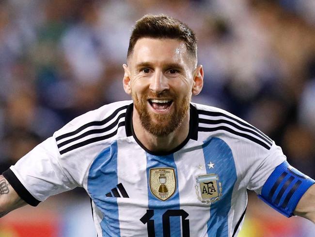 (FILES) Argentina's Lionel Messi celebrates his goal during the international friendly football match between Argentina and Jamaica at Red Bull Arena in Harrison, New Jersey, on September 27, 2022. Messi has signed a contract until 2025 with Inter Miami, the Major League Soccer team announced on July 15, 2023.. (Photo by Andres Kudacki / AFP)