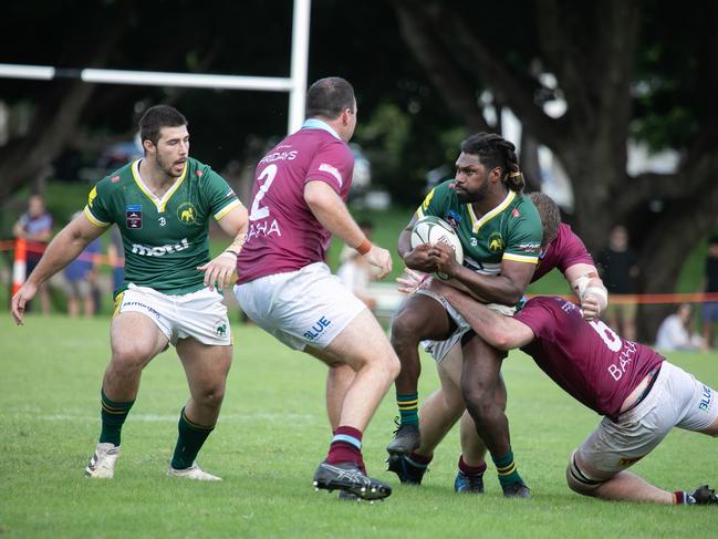 Moses Sorovi. Wests Bulldogs v University. Saturday April 6, 2024. Picture credit: Holly Hope Creative.