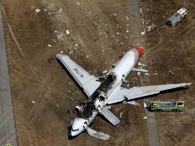 An Asiana Airlines plane that crash landed at San Francisco Airport last year. Three people died.