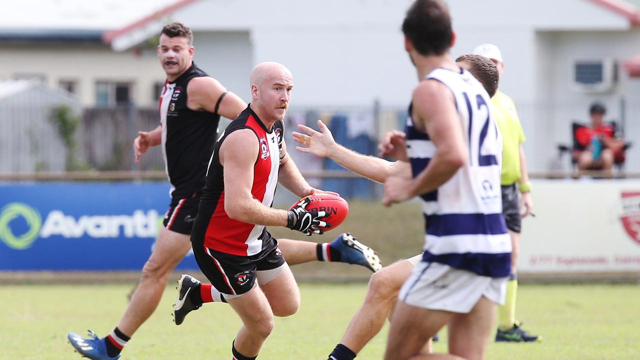 Adam Gross was strong for the Saints against his old club in the AFL Cairns Seniors match between the Cairns Saints and the Port Douglas Crocs, held at Griffiths Park, Manunda. PICTURE: Brendan Radke