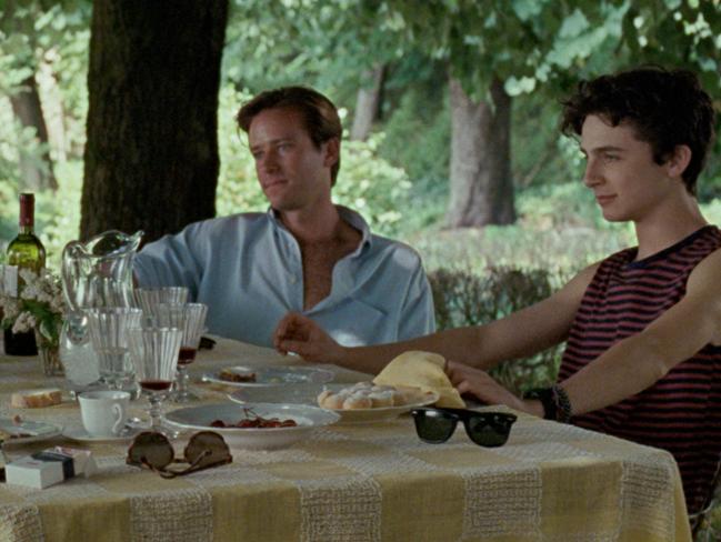 Armie Hammer and Timothee Chalamet in a scene from Call Me By Your Name.