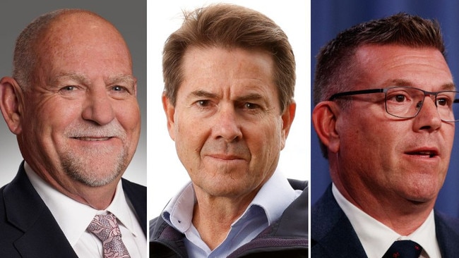Independent MP Rod Roberts, Opposition gaming spokesman Kevin Anderson and Nationals leader Dugald Saunders. Pi9ctures: Facebook/Jonathan Ng/NewsWire/Nikki Short