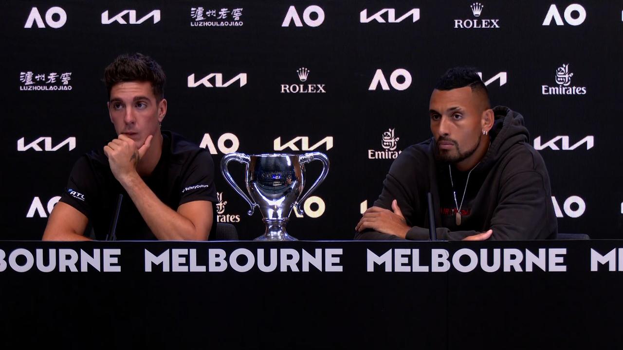 Kyrgios and Kokkinakis after their win.