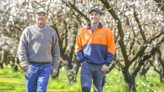 Ian and David Keens of Manna Farms - Australia's largest producer of biodynamic almonds. Manna Farms also farm citrus and avocados on its total 520ha across five properties – largely adjoining – in the Nangiloc and Colignan area.