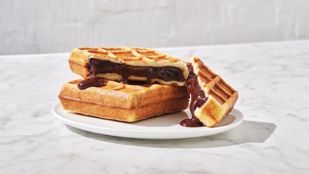 Hot chocolate Belgian waffles are available on Virgin’s new inflight menu. Picture: Supplied