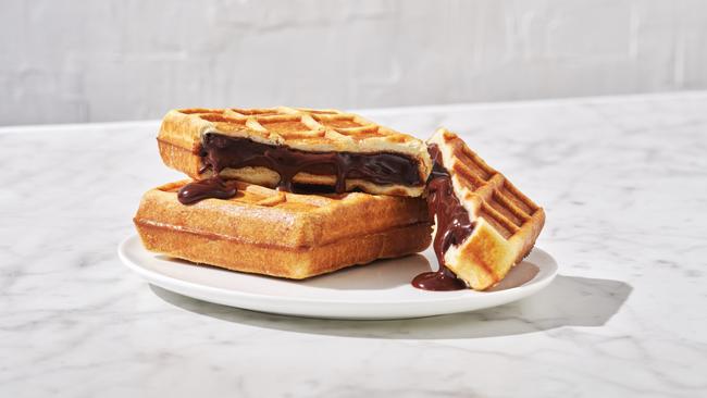 Hot chocolate Belgian waffles are available on Virgin’s new inflight menu. Picture: Supplied