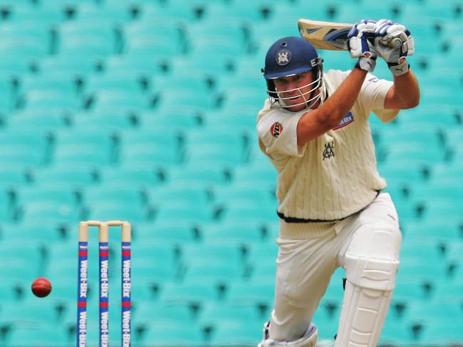 Nick Jewell of Victoria hits a boundary at the SCG. 