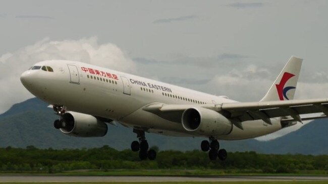 China Eastern Airlines flight MU571 from Shanghai landed at Cairns Airport just after midday on Thursday, beginning a series of seasonal flights during the Chinese New Year period. Image: Supplied