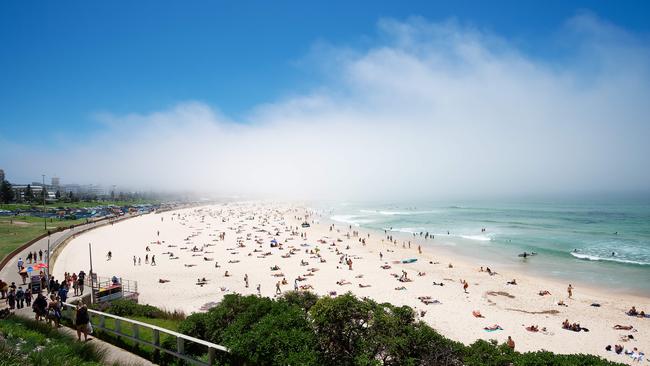 Afternoon fog at Bondi Beach. Pic: AAP Image/ Monique Harmer