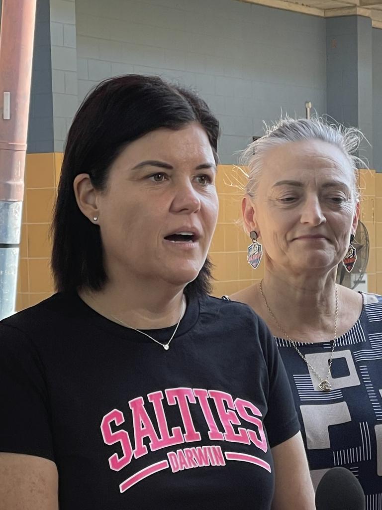 Chief Minister Natasha Fyles and Police Minister Kate Worden address the media following two deaths in Alice Springs on June 1. Picture: Bethany Griffiths