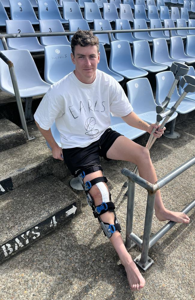 Kade Dykes after undergoing another knee surgery. Credit: Supplied.