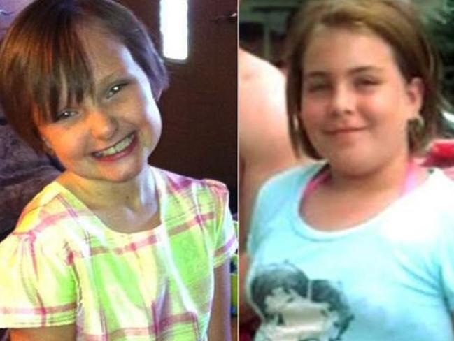 From left: Cousins Elizabeth Collins, eight, and Lyric Cook, 10, were murdered in July 2012 in a case which has chilling parallels to the Delphi Snapchat murders.