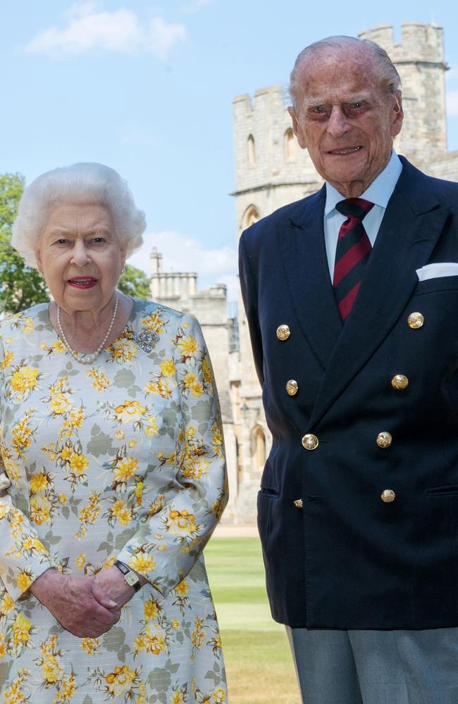 Queen Elizabeth II and the Duke of Edinburgh pose at Windsor Castle ahead of his 99th birthday in June 2020. Picture: Getty Images.