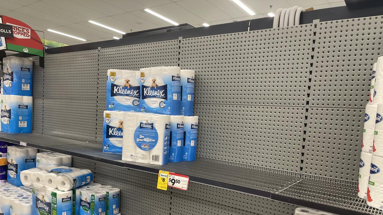 Panic buying had already started after a Covid scare on the Fraser Coast. Toilet paper was flying off the shelves at Maryborough's Woolworths store.