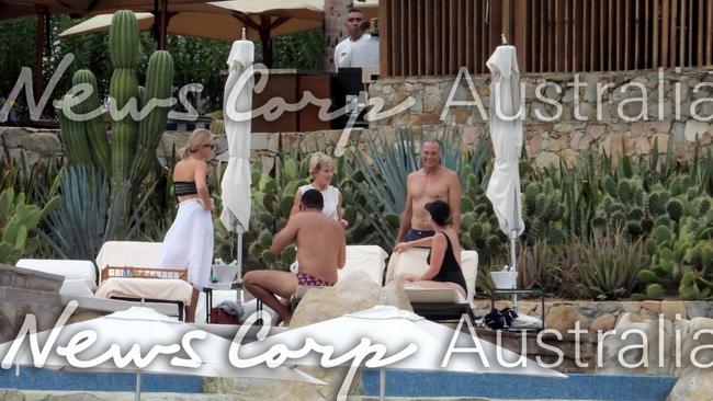 Julie Bishop, David Panton and Sylvia Jeffreys at the resort today. Picture: Nathan Edwards